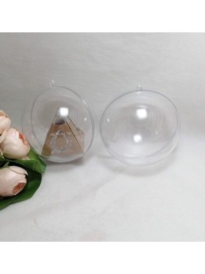 Şeffaf Mika Küre Top 30 Adet Içi Görünen Boş Yuvarlak Kutular Nikah Bebek Şekeri.