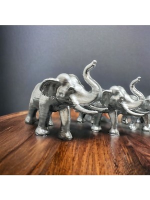 Biyoplastik & Gümüş Gri 7'li Bereket Fil Seti Ev Dekorasyon