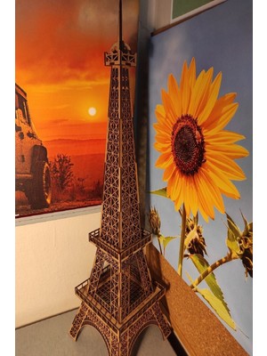 Kahverengi Ahşap Lazer Kesim Eyfel Kulesi Maketi 63 cm