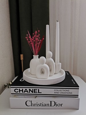 Dekoratif Yuvarlak Tabak & Aile & Vazo & Şamdanlık Set