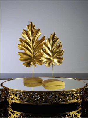 Dekoratif Masa Süsü Çınar Yaprak 2'li Set