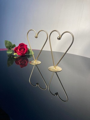 Metal Kalp Şekilli Ikili Set Dekor | Kalp Biblo | Couple Kalp | Sevgililer Günü Hediyesi