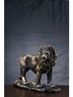 Büyük Boy Masa Üstü Aslan Biblo - Siyah Renk