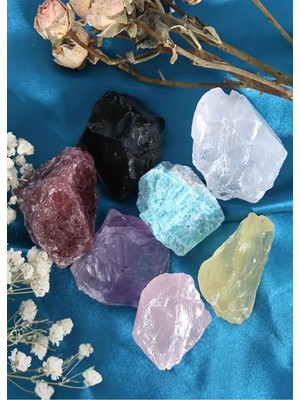 7 Çakra Ham Doğal Taş (Akuamarin-Pembe Kuv.-Ametist-Obsidyen-Limon Kuv.-Kristal Kuv.-Granat)