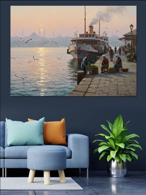 Vapurda Gün Batımı Bekleyişi Dekoratif Kanvas - Mdf Ahşap Tablo