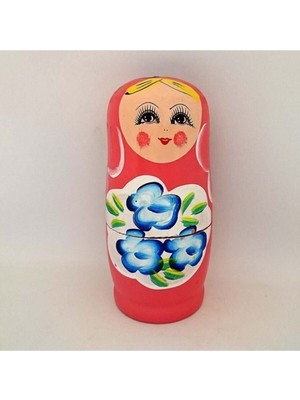 6lı Iç Içe Geçen Ahşap Pembe Matruşka Bebek