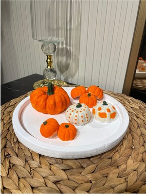 8'li Bal Kabağı Biblo Sunum Tabağı Süs Dekoratif Masa Süsü