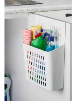 Pratik Asılabilir Mutfak Banyo Dolap Içi Düzenleyici Çok Amaçlı Organizer Deterjanlık - Beyaz