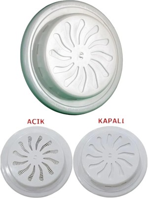 Cocovia Ayarlı Açılır-Kapanır Doğalgaz Havalandırma Cam Menfez Kapağı 18 cm Çap Beyaz Renkli Özellikli