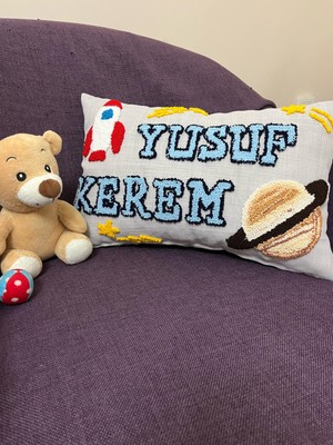 Bebek Dekoratif Kırlent/isimli Bebek Takı Yastığı /bebek Dekoratif Yastık Kılıfı/ Punch Nakışlı 40X40