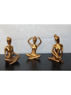 Polyester Altın Renk 3'lü Yogacı Kızlar Biblo