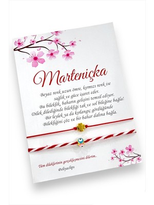 Marteniçka Altın Sarısı Yonca Detaylı Kartlı Hediye Şans Bilekliği