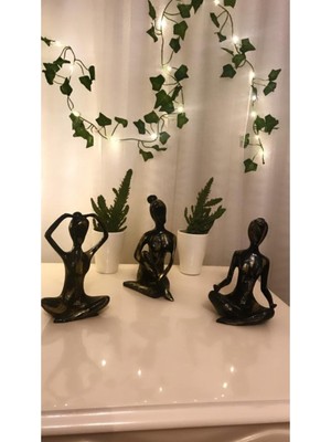 Dekoratif Siyag - Gold Renk Yogacı Kız 3lü Biblo