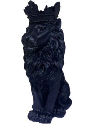 Siyah  Ev Dekorasyon Taçlı Aslan Ev Ofis Dekoru