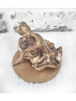 El Yapımı Dekoratif Balerin Biblosu.gold Renkli Oturan Balerin Biblosu.