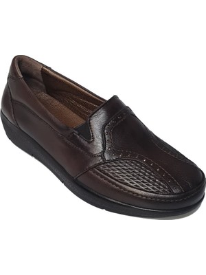 Ceyo Kadın Haki Deri Kemik Çıkıntısı Destekli Rahat Ortopedik Ayakkabı 9938-5