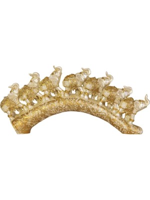 Dekoratif Aynalı Taşlı  Köprülü Fil Polyester Biblo 20  cm  2021-23 7'li