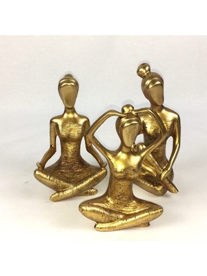 Gold Renk Yogacı Kız 3lü Biblo