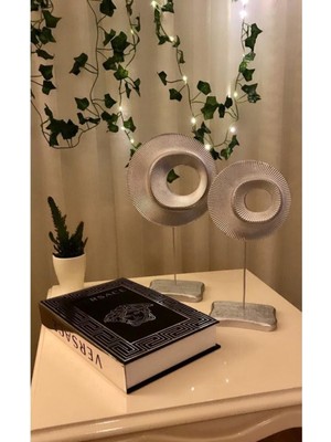 Gümüş Renk Dekoratif Polyester 2 Li Halka Obje