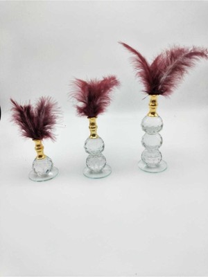 Kristal Cam Dekor Tüylük 3 Adet