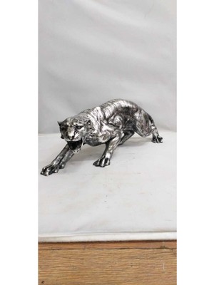 Dekoratif Leopar Biblosu Gümüş Renk