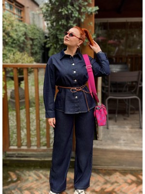 Denim Kemerli Alt Üst Takım