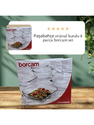 Paşabahçe Borcam Tepsi Tencere Seti -6 Parça Borcam Çeyiz Seti Kutulu