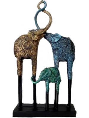 Dekoratif Fil Ailesi Biblo 36X18X6 cm