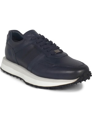 Lacivert Deri Sneakers Erkek Ayakkabı