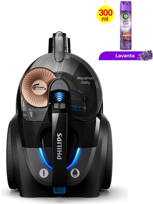Philips Marathon Daily Torbasiz PowerCyclone 8 Premium Elektrikli Süpürge - Yedek Filtre Hediyesiyle + Airwick Oda Kokusu Aerosol Lavanta Esintisi 