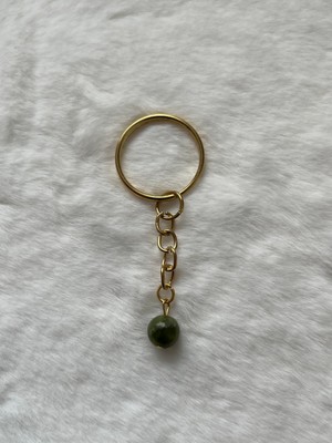 8 mm Yeşim Taşı Altın Anahtarlık