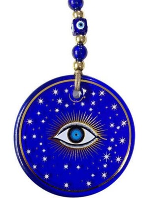 Mavi Yıldız Işlemeli Göz Model Duvar Süsü Nazar Boncuklu Duvar Dekoru