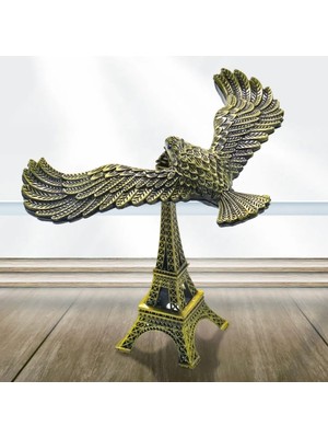 Rose Renk-Eyfel Kulesi Metal Biblo Uçan Kartal Denge Seti Dekoratif Masa Üstü -Paris Eiffel Hediye