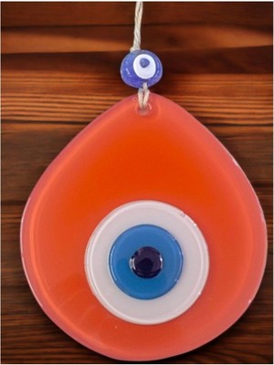 Mavi Nazar Boncuklu Turuncu Renk Nazar Boncuklu Damla Desen El Yapımı Duvar Süsü