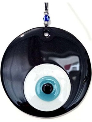 Nazar Boncuklu Siyah Cam El Yapımı Duvar Süsü