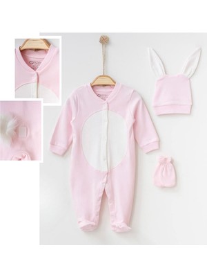 Ponpon Kuyruklu Tavşan Bebek Tulumu