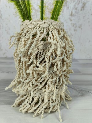 El Yapımı Büyük Boy Dekoratif  Vazo ve Mumluk  (Ekru )