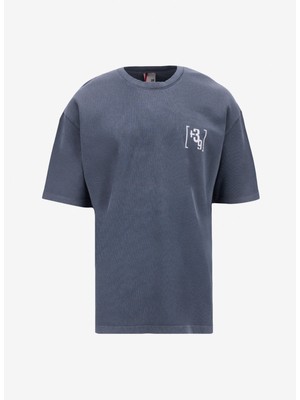 gmg firenze Bisiklet Yaka Arkası Enjeksiyon Baskı %100 Pamuk Oversize Erkek T-shirt