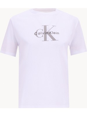Calvin Klein Jeans Bisiklet Yaka Düz Beyaz Kadın T-Shirt LV047B864GYAA