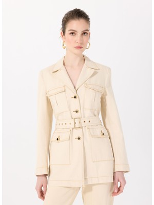 Sorbe Ekru Kadın Denim Ceket MILITARDENIMJACKET2014