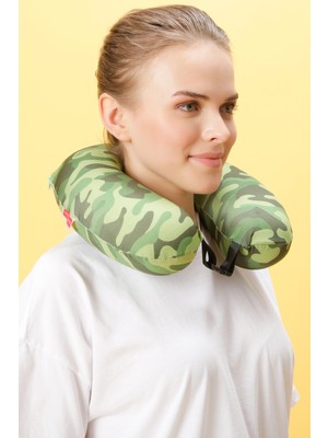 Colorful Ortopedik Seyahat Yastığı Visco Boyun Destekli Seyahat Yastığı - Kamuflaj | Ergo Travel