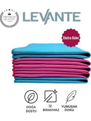 Levante Premium Mikrofiber Cam Bezi 5’li Set – 40X40 cm | Ekstra Kalın | Tüy Bırakmaz