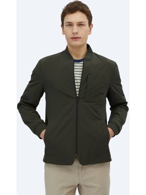 Kip Haki Regular Fit Micro Jel Elyaflı Spor Ceket