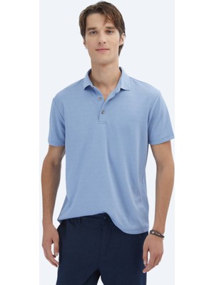 Kip Mavi Jakarlı Polo Yaka T-Shirt