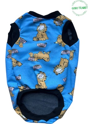 Garfield Desenli Mavi Kedi Köpek Kıyafeti Elbisesi