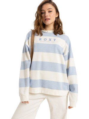 Roxy Strictly Stripes Oversized Kadın Mavi Sweatshirt
