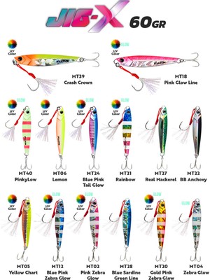 Fujin Jig-X 60gr Shore Jigging Jig Yem RENK: Rainbow Glow MT-21