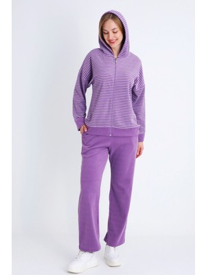 Intensive Collection Kadın Mor Cepli Fermuarlı Uzun Kollu Pamuklu Alt Üst Takım