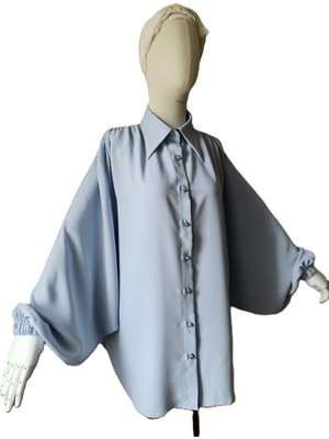 Yarasa Kol Açık Mavi Gömlek, Her Adımda Zarafet