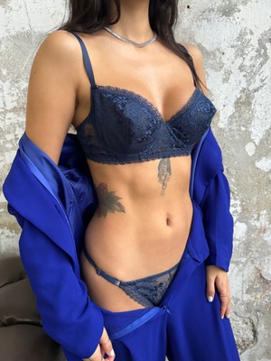 Lacivert Brode Takım(Sütyen&külot)